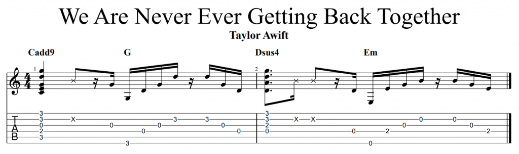We Are Never Ever Getting Back Togetherギター【TAB譜】弾き方解説/Taylor swift