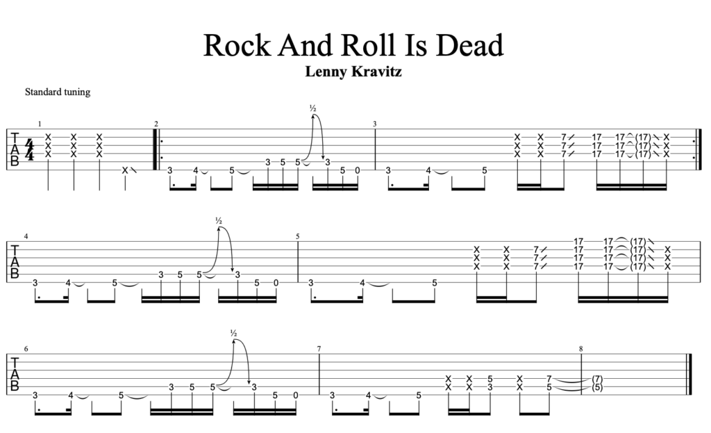 Rock And Roll Is DeadギターTAB譜面/Lenny Kravitz