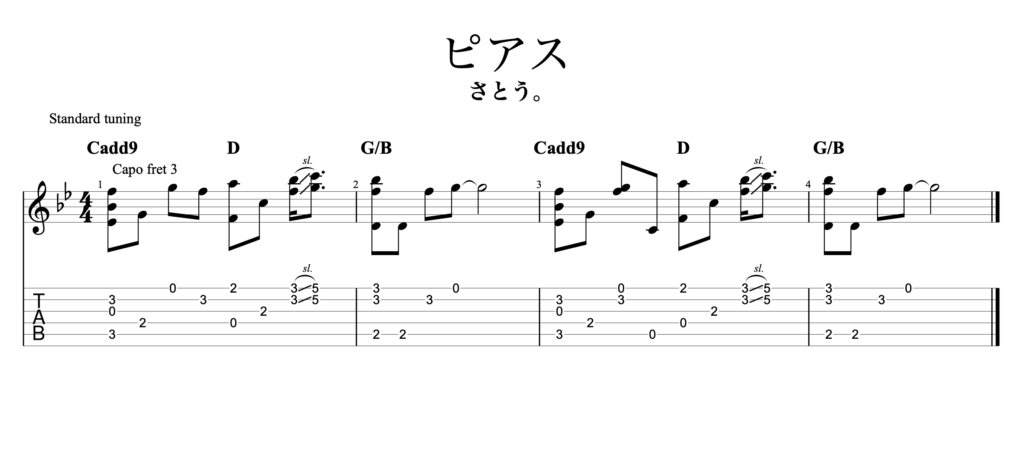 ピアス　ギター　TAB譜