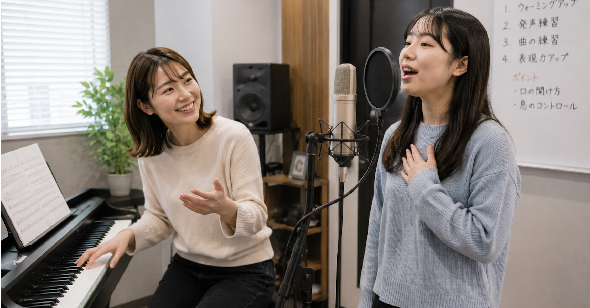 福岡LGMS音楽教室のボーカル講師と生徒によるマンツーマンレッスン